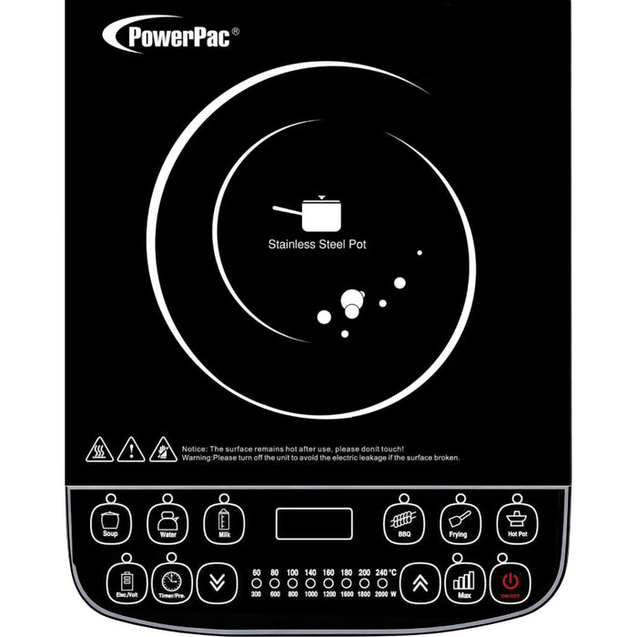PowerPac Steamboat Induction Cooker, 6 Preset Functions, 1800W (PPIC887ANP)