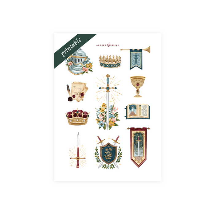 Printable Sticker: Knight's Sword - Archer and Olive