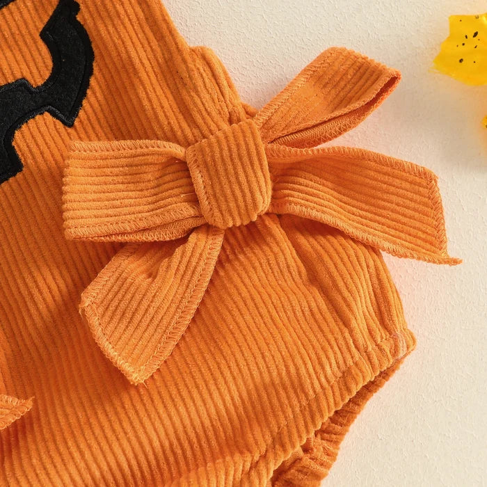 PUMPKIN Corduroy Bowtie Romper