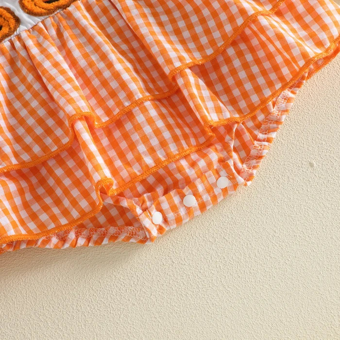 PUMPKINS Checkered Romper with Headband
