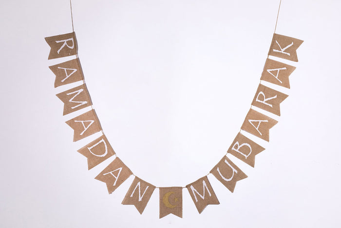 Minimal Burlap Ramadan Mubarak banner