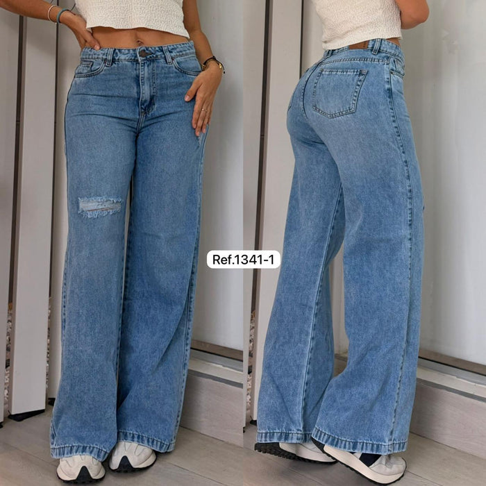Ref. 1341-1 AZUL CLARO PN DAMA JEANS BOTA RECTA PREMIUM