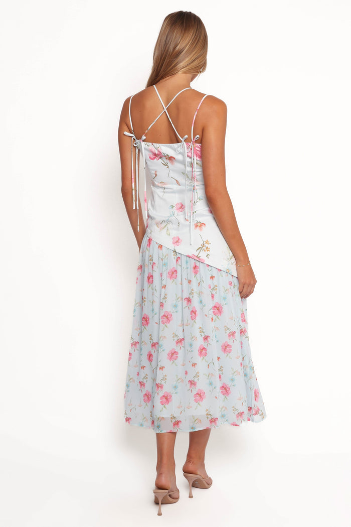 Petal and Pup USA DRESSES Renata Maxi Dress - Blue Floral