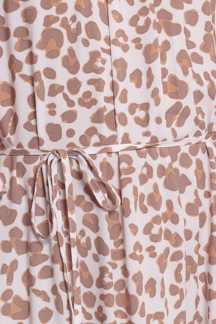 Petal and Pup USA DRESSES Rhody Off Shoulder Maxi Dress - White Leopard