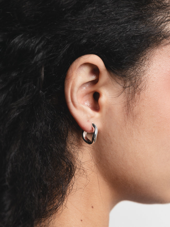 Wolf Circus Rowan Wavy Hoop Earrings in Sterling Silver -Earrings-wolfcircus.com