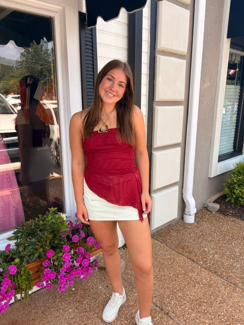 Ruby red ruched top