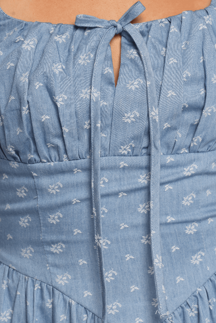 Petal and Pup USA DRESSES Shelton Mini Dress - Floral Denim