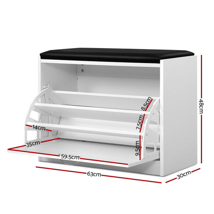 Shoe Cabinet Bench Shoes Storage Rack Organizer Drawer White 15 Pairs -Home Living Store - -