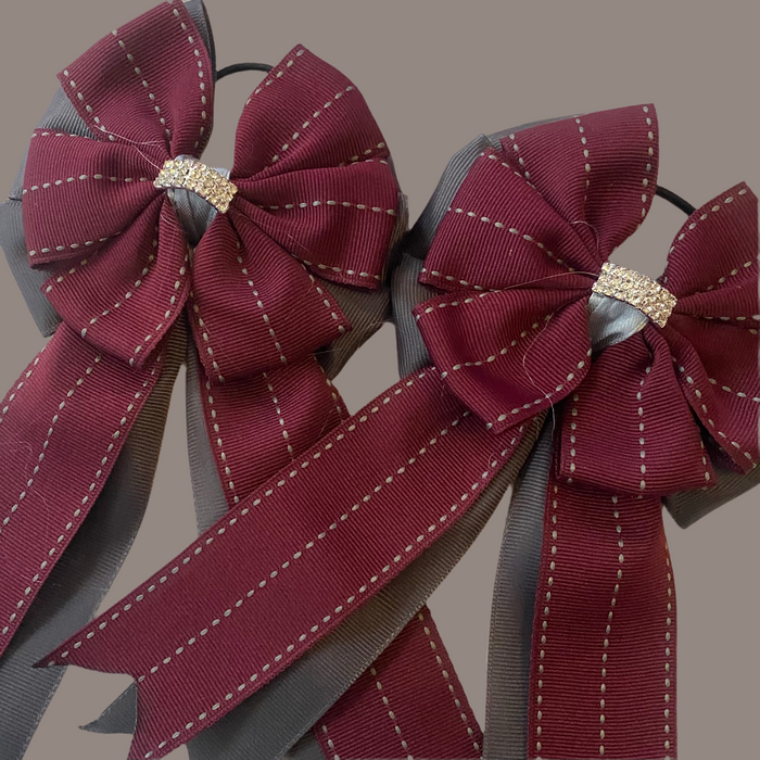 🤩 Show Bows: Merlot Stitch on Charcoal