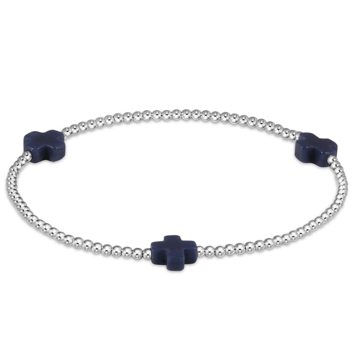Signature Cross 2mm Sterling Bracelet - Navy