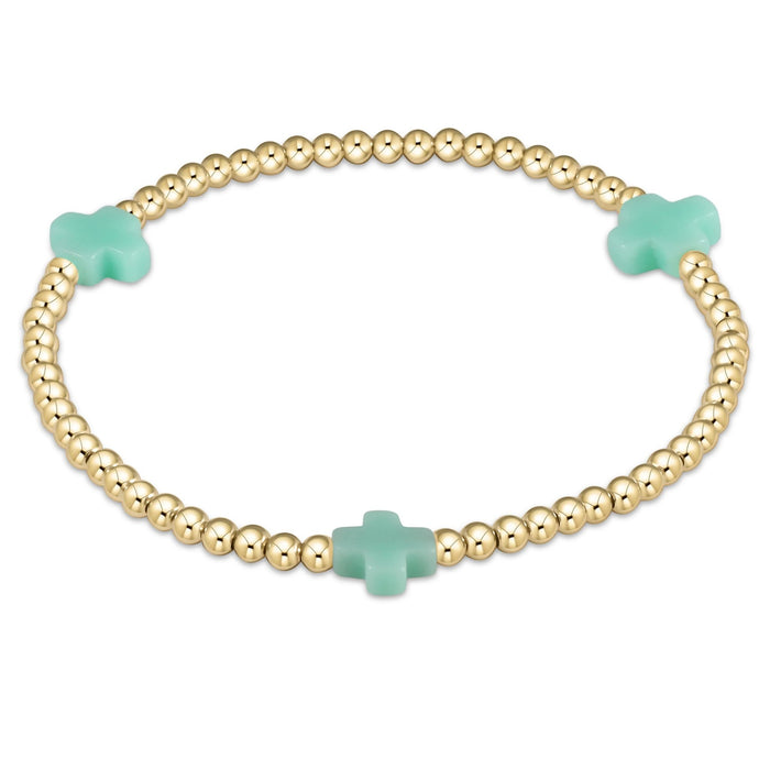 Signature Cross 3mm Gold Bracelet - Mint