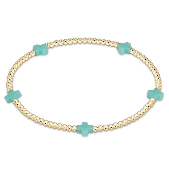 Signature Cross Small 2mm Gold Bracelet - Mint