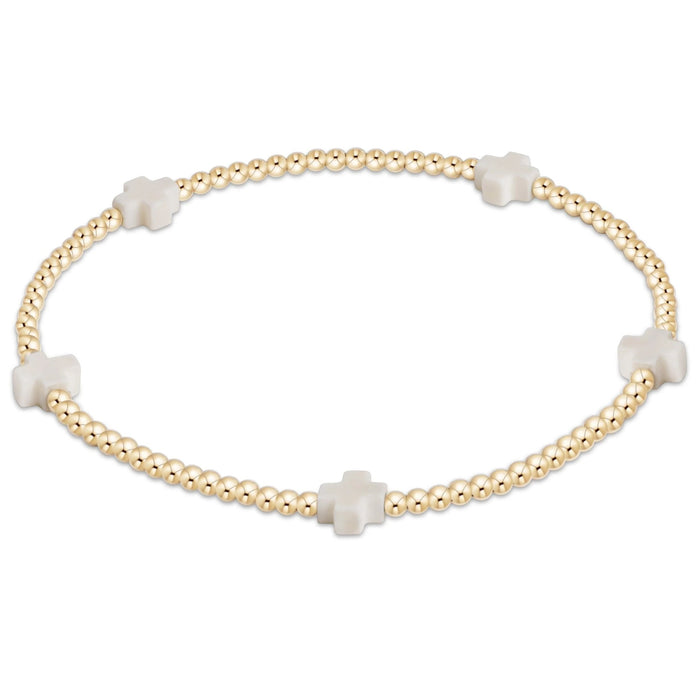 Signature Cross Small 2mm Gold Bracelet - Off-White
