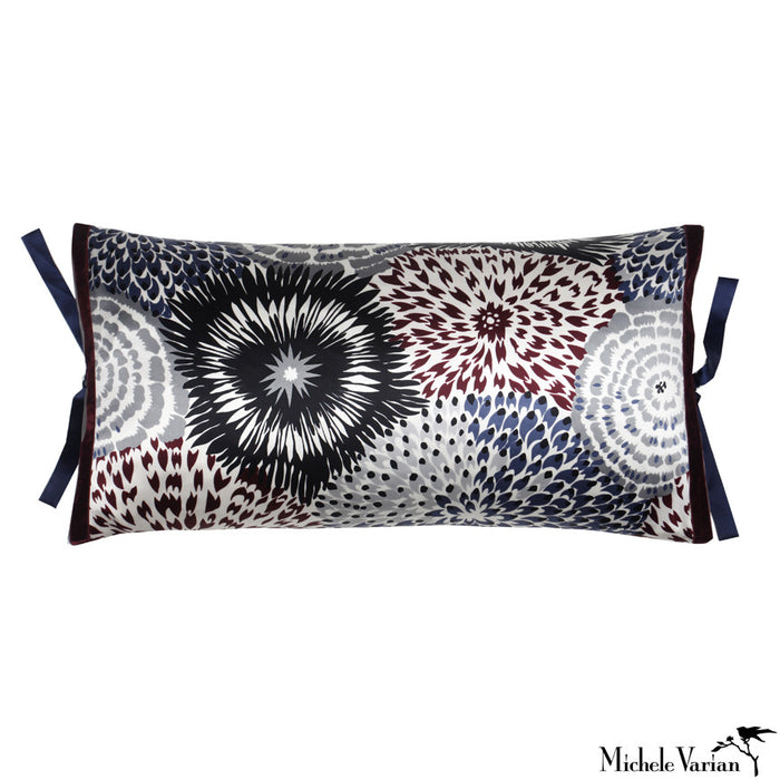 Silk Print Pillow Delta Floral Navy 12x22