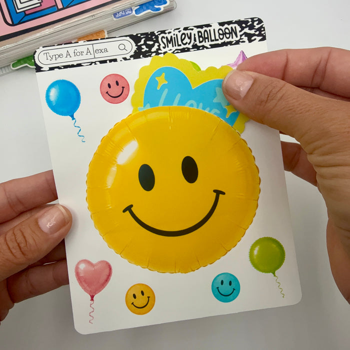 Smiley Balloon Jumbo Journaling Sticker Pocket