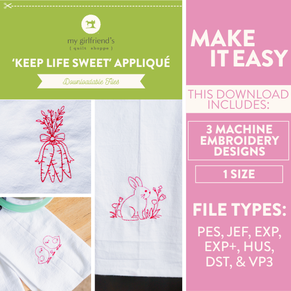 Spring Redwork Set (Downloadable Machine Embroidery Design)