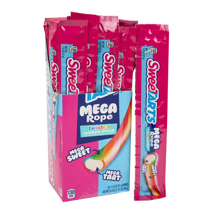 Sweetarts Mega Rope Twisted Rainbow Punch Candy - 24 Count