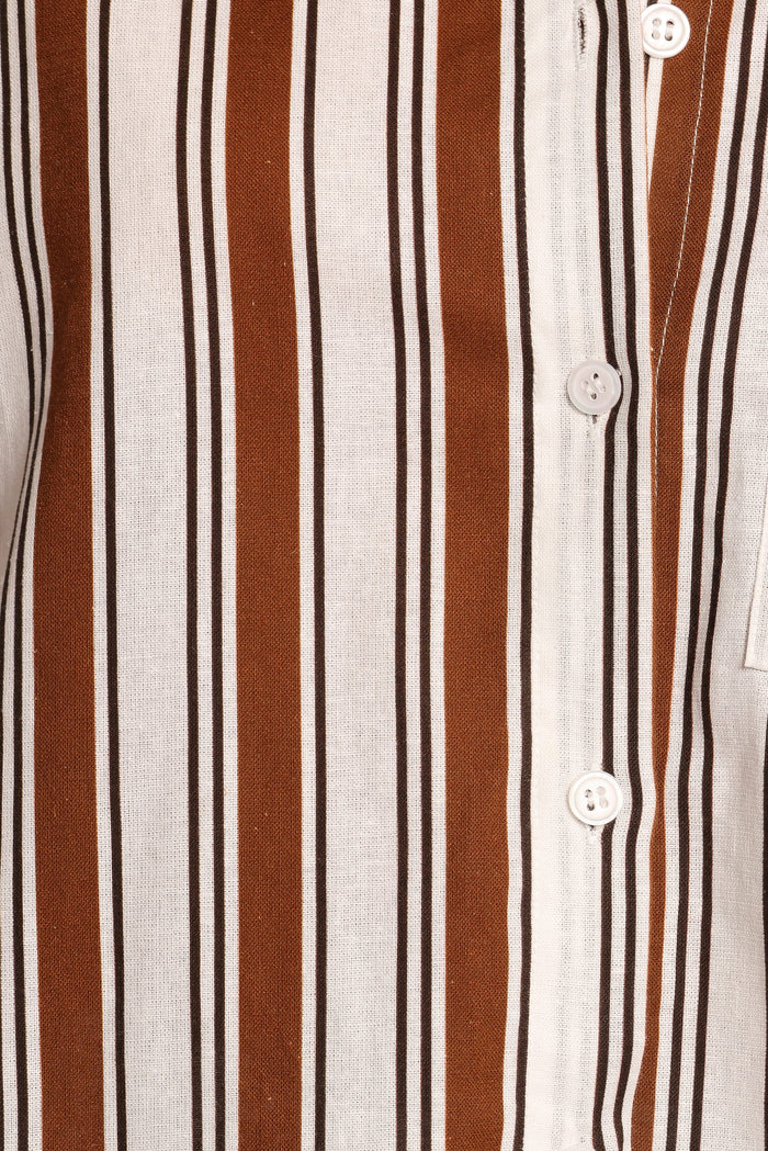 Petal and Pup USA TOPS Thalia Short Sleeve Shirt - Chocolate Stripe (Hold for Amazon)