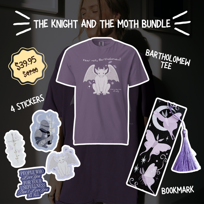 The Knight and The Moth Ultimate Bundle - The Bean Workshop - bookish gift, bundle, gift ready, licensed merch, Rachel Gillig, Rachel Gillig Inspired Merch, Rachel Gillig Sticker, ready to ship, The Knave and the Moon, The Knight and the Moth