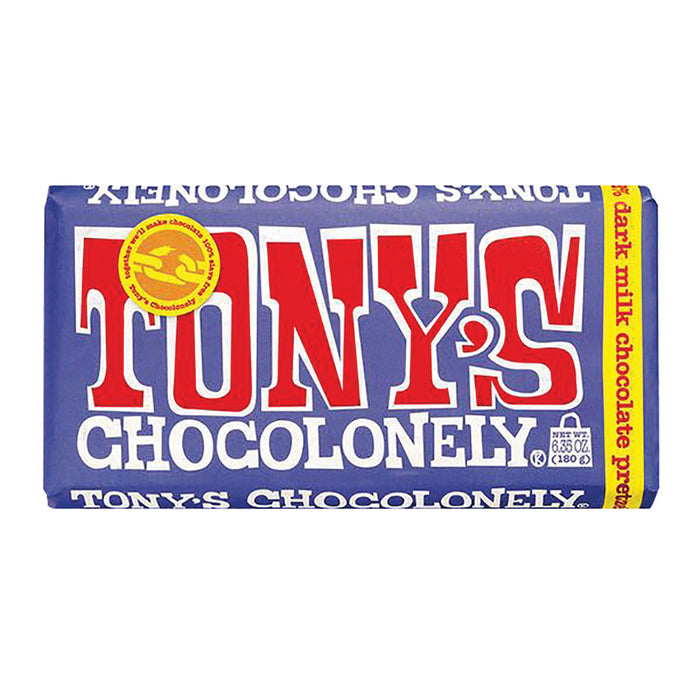Tony's Chocolonely Large Dark Milk Chocolate Pretzel Toffee Candy Bar - 15 Count
