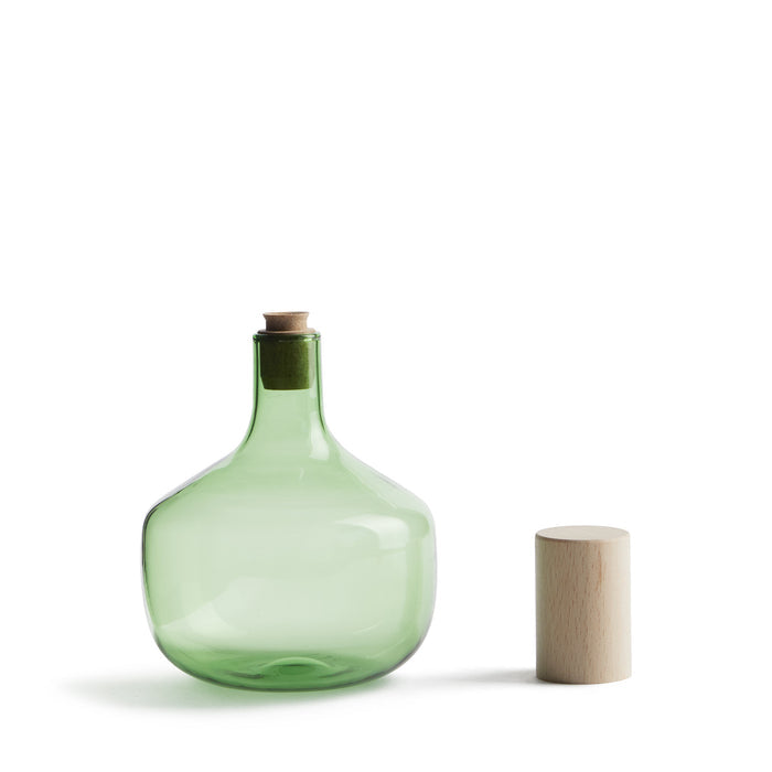 R+D.LAB Trulli Short Bottle Green Wood Cap Cork Spout