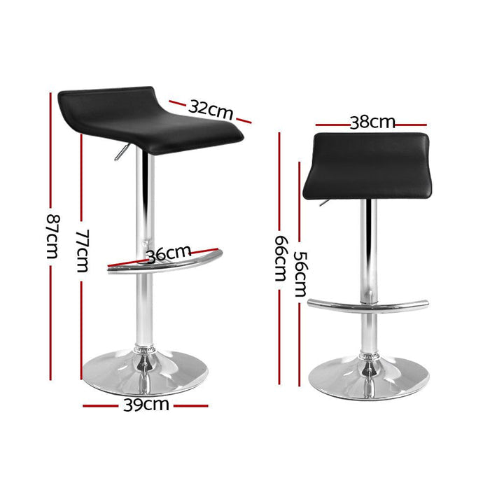 Two Bar Stools Adjustable Gas Lift Chairs Black -Home Living Store - -