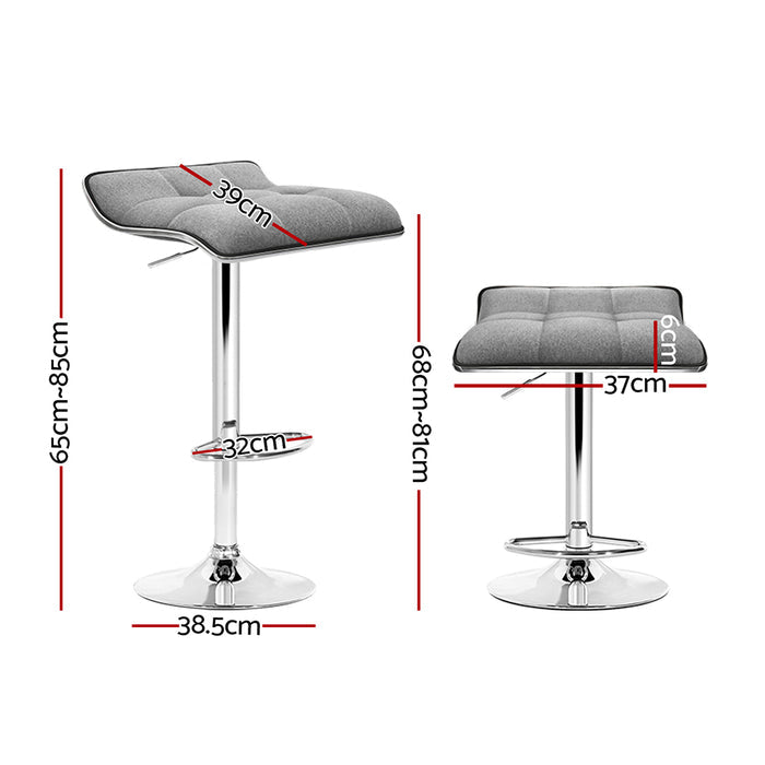 Two Bar Stools Linen Padded Gas Lift-Home Living Store-