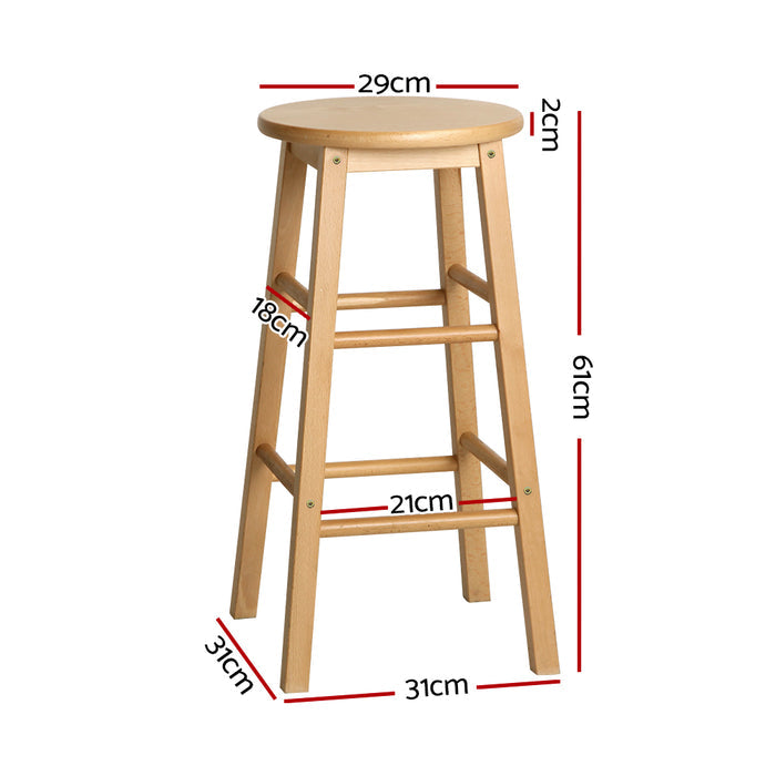 Two Bar Stools Round Chairs Wooden Nature-Home Living Store-
