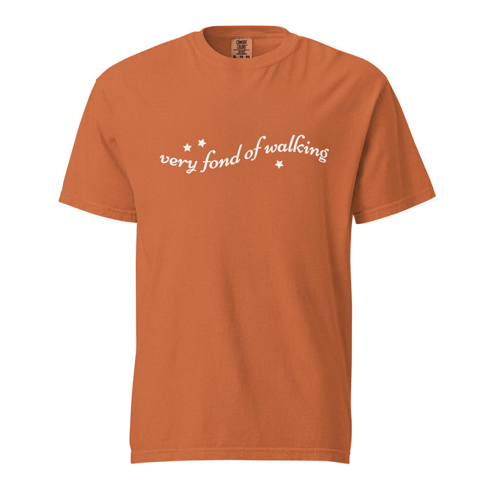 Very Fond of Walking T-Shirt - The Bean Workshop - Austen Fandom, Bookish Fashion, Cottagecore, Elizabeth Bennet Inspired T-shirt, Jane Austen, Literary Quote Shirt, Minimalist Aesthetic, Pride and Prejudice, Reader Wardrobe, Star Illustration, Summer Reading, T-shirt, Very Fond of Walking Graphic Tee