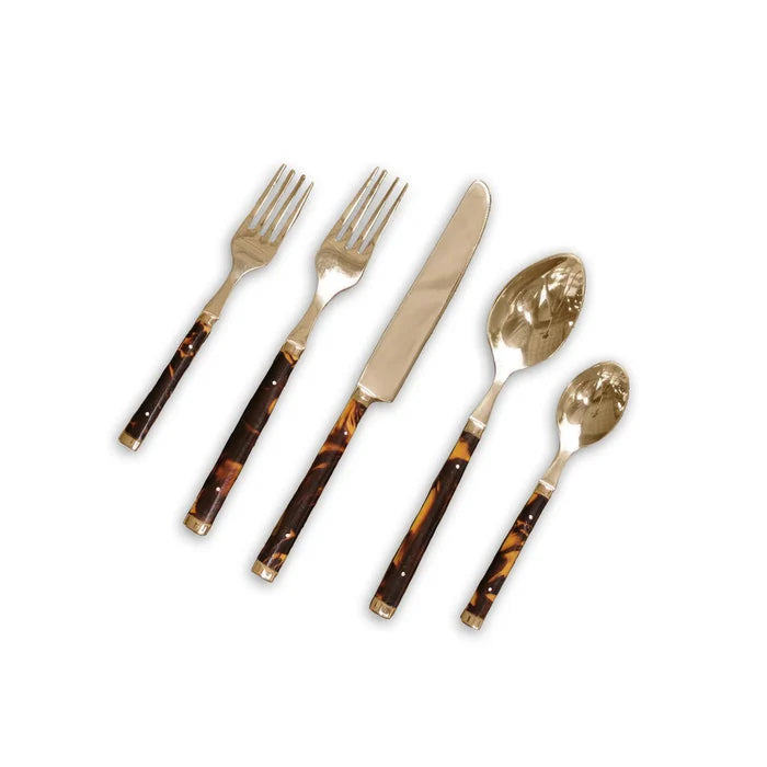 VIDA Tortoise and Stainless Flatware Set of 5.