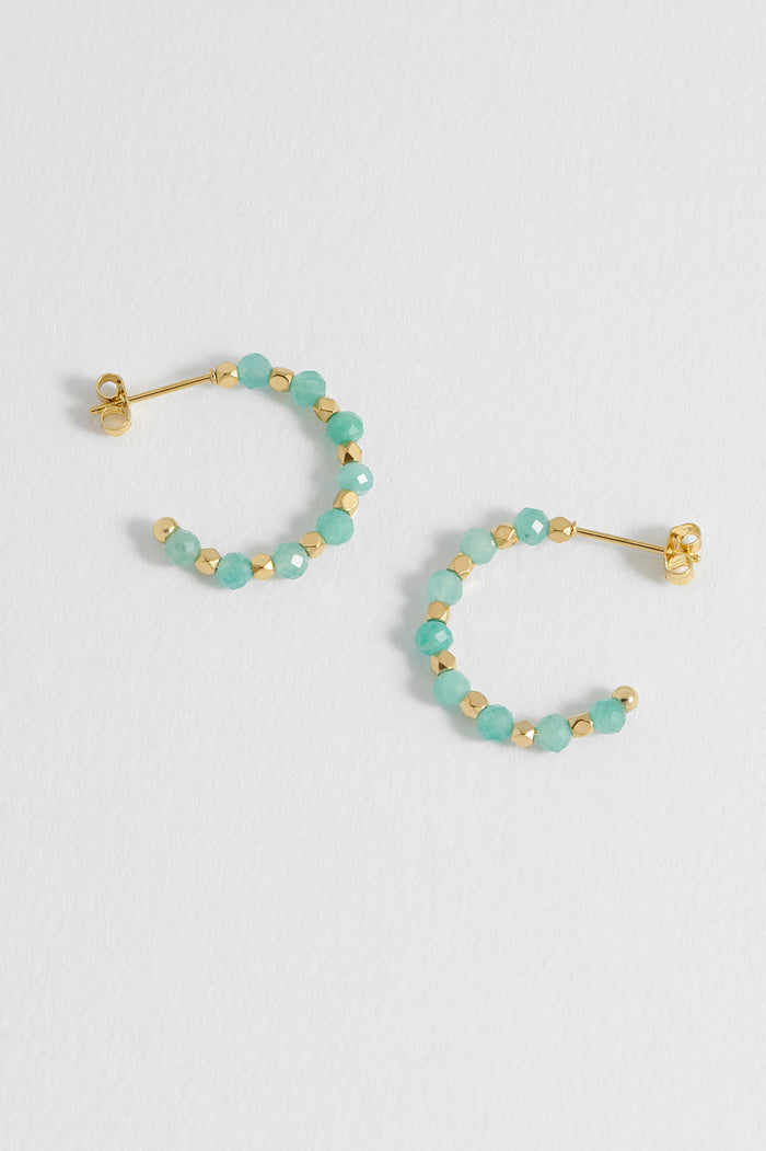 Wellness Amazonite Coco Beaded Hoops