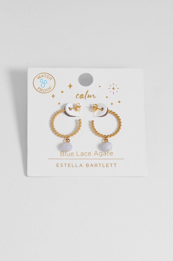 Wellness Blue Lace Agate Drop Hoops