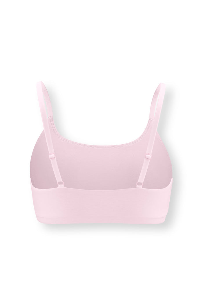 Back side of Women's Scoop Neck Bralette in Peony on white background
