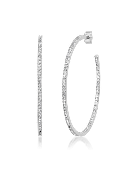 XL Pave Hoops in Silver