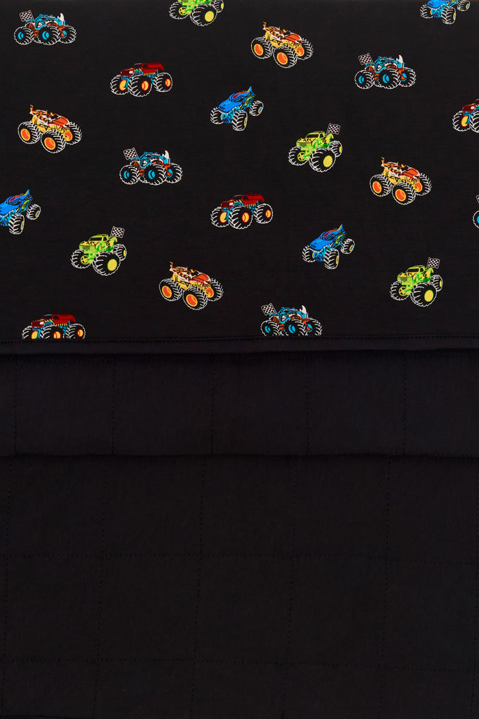 Front and back of Youth Blanket in Monster Truck 2.5