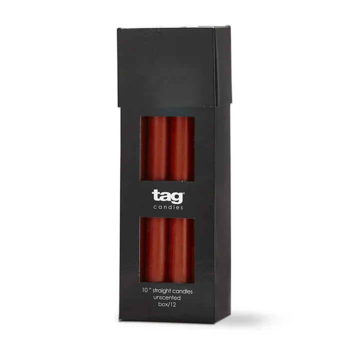 10" Straight Candle, Burnt Sienna