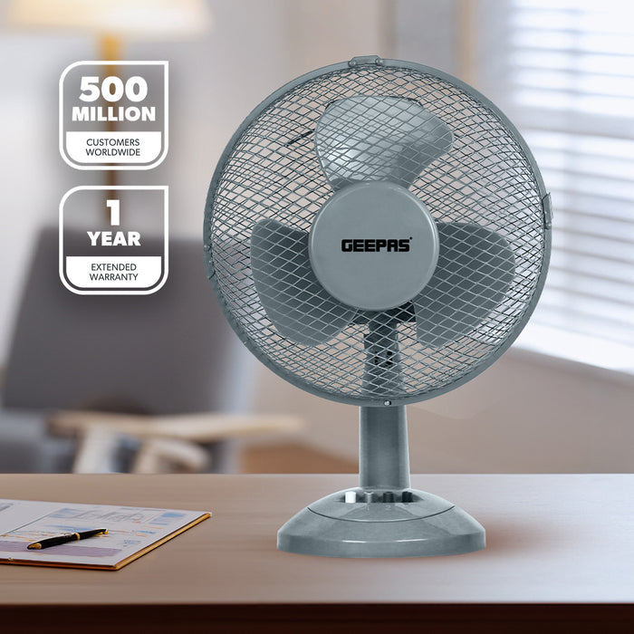 12-Inch Grey Portable Oscillating Desk Fan