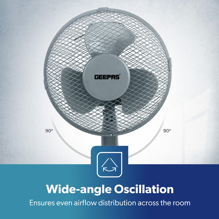 12-Inch Grey Portable Oscillating Desk Fan