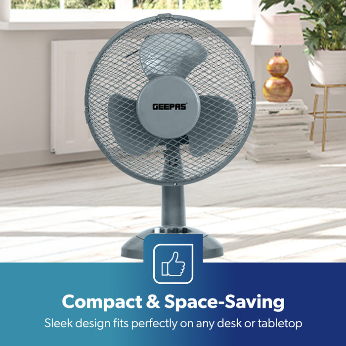 12-Inch Grey Portable Oscillating Desk Fan
