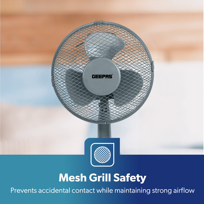 12-Inch Grey Portable Oscillating Desk Fan