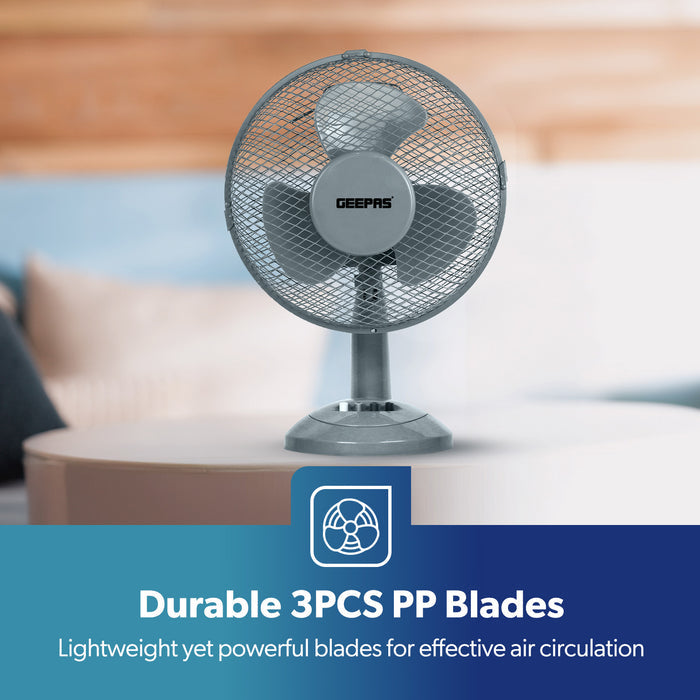 12-Inch Grey Portable Oscillating Desk Fan