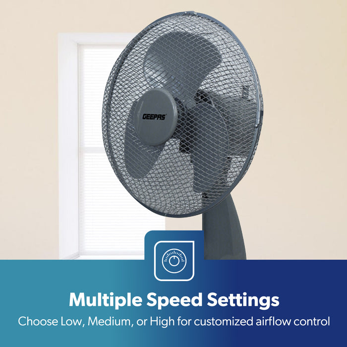 12-Inch Grey Portable Oscillating Desk Fan