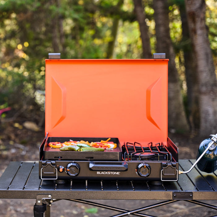 Simply place the griddle on any surface and the adjustable feet will keep it level.