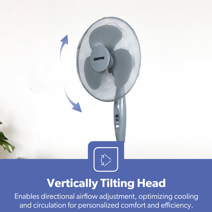 16-Inch Grey Three-Speed Oscillating Pedestal Fan