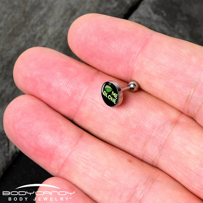 16G 1/4 Black Green Leaf Me Alone Tragus Cartilage Earring by Onyx O