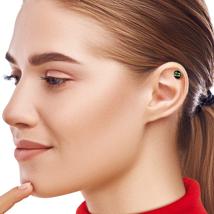 16G 1/4 Black Green Leaf Me Alone Tragus Cartilage Earring by Onyx O