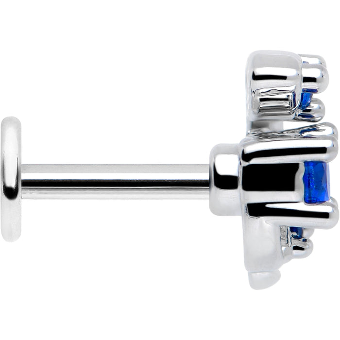 16G 1/4 Blue Gem Twining Vine Flatback Stud