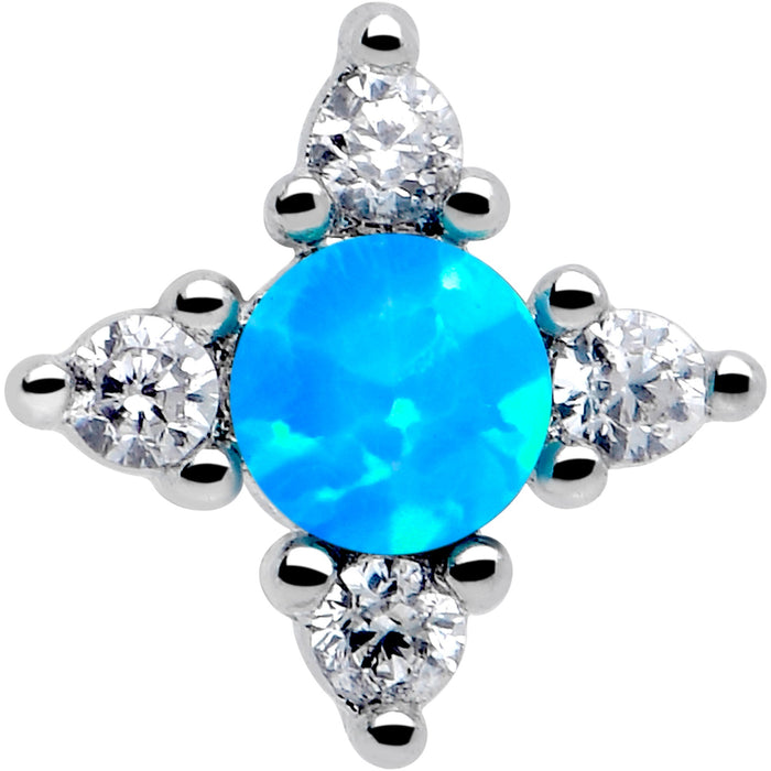 16G 1/4 Blue Synthetic Opal Rhombus Star Flatback Stud