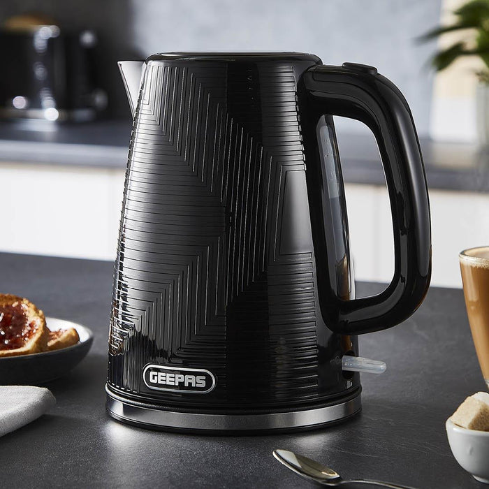 1.7L Black Cordless Electric Kettle - 3000W Fast Boiling, Stainless Steel