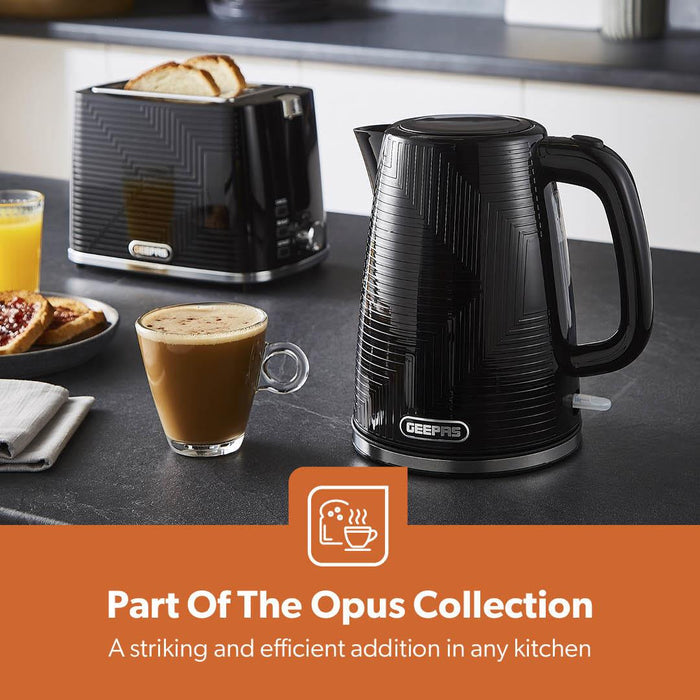 1.7L Black Cordless Electric Kettle - 3000W Fast Boiling, Stainless Steel